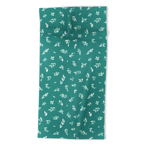 Ninola Design Small leaves botanical Pine Green Beach Towel