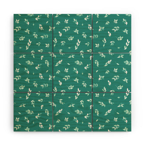 Ninola Design Small leaves botanical Pine Green Wood Wall Mural