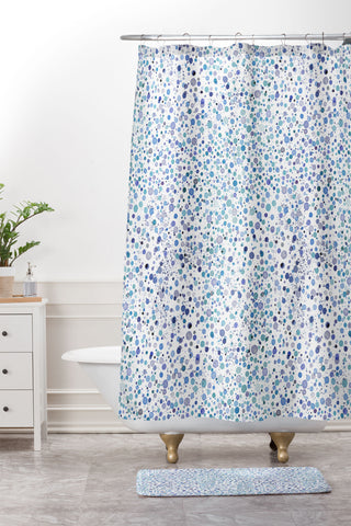Ninola Design Snow dots blue Shower Curtain And Mat