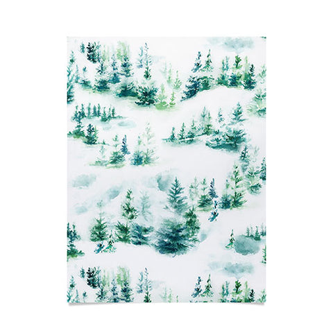 Ninola Design Snow Winter Trees Green Poster
