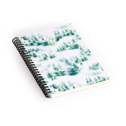 Ninola Design Snow Winter Trees Green Spiral Notebook