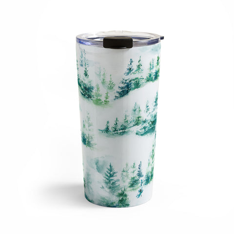 Ninola Design Snow Winter Trees Green Travel Mug