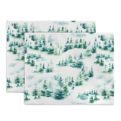 Ninola Design Snow Winter Trees Green Placemat