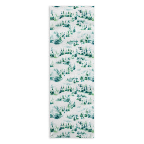 Ninola Design Snow Winter Trees Green Yoga Towel