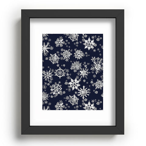 Ninola Design Snowflakes Navy Recessed Framing Rectangle