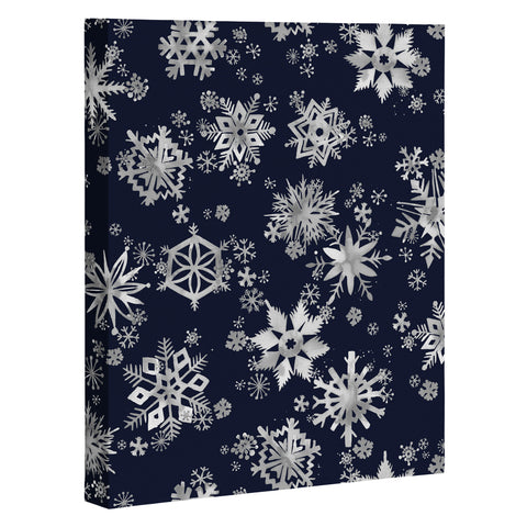 Ninola Design Snowflakes Navy Art Canvas