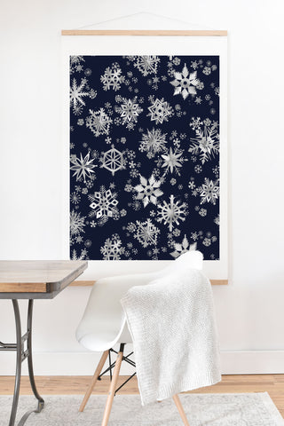 Ninola Design Snowflakes Navy Art Print And Hanger