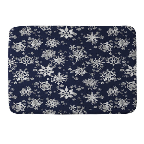 Ninola Design Snowflakes Navy Memory Foam Bath Mat