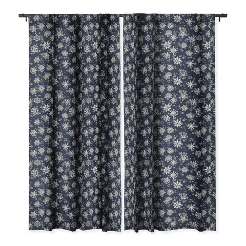 Ninola Design Snowflakes Navy Blackout Window Curtain
