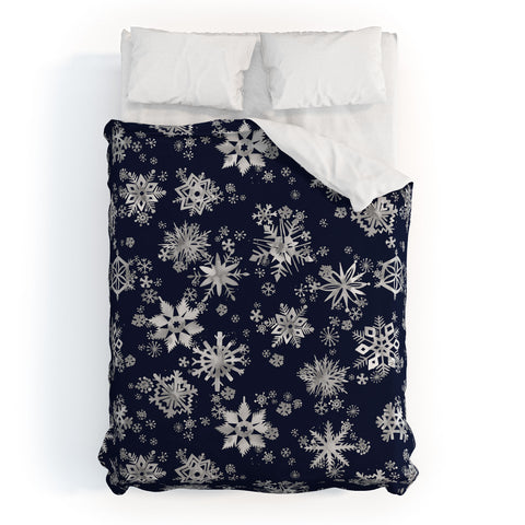 Ninola Design Snowflakes Navy Duvet Cover