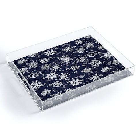 Ninola Design Snowflakes Navy Acrylic Tray