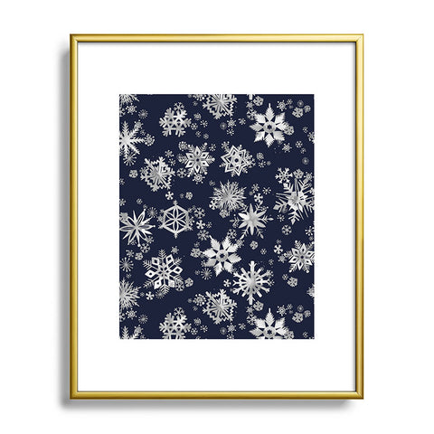 Ninola Design Snowflakes Navy Metal Framed Art Print