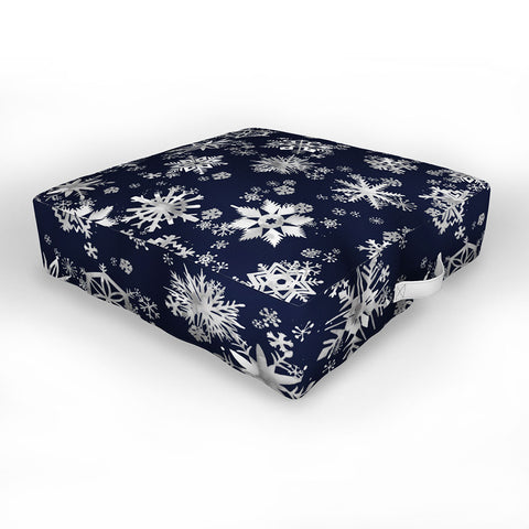 Ninola Design Snowflakes Navy Outdoor Floor Cushion