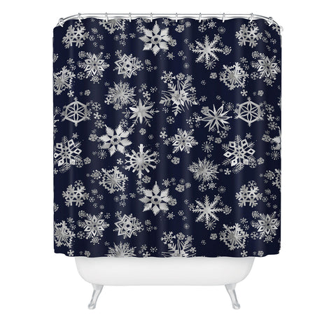 Ninola Design Snowflakes Navy Shower Curtain