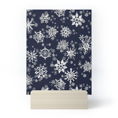 Ninola Design Snowflakes Navy Mini Art Print