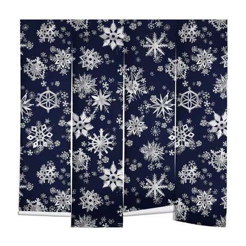 Ninola Design Snowflakes Navy Wall Mural