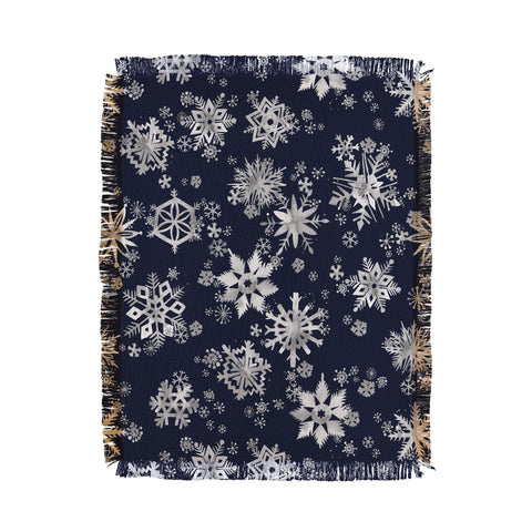 Ninola Design Snowflakes Navy Throw Blanket