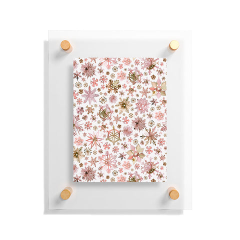 Ninola Design Snowflakes watercolor Pink Floating Acrylic Print