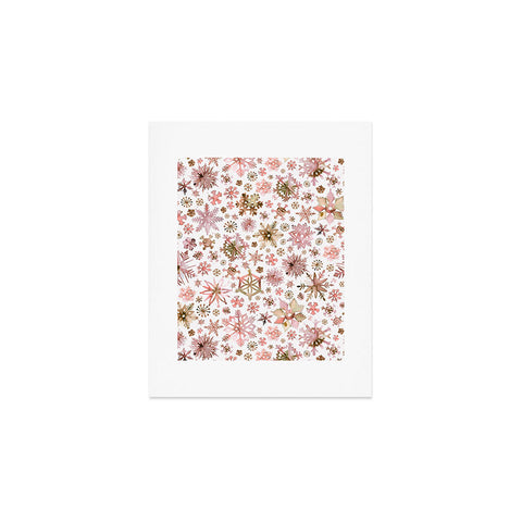 Ninola Design Snowflakes watercolor Pink Art Print