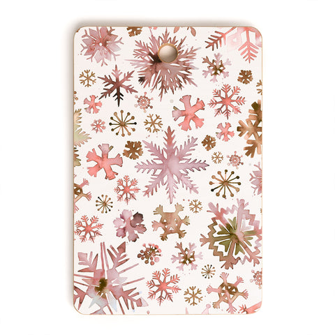 Ninola Design Snowflakes watercolor Pink Cutting Board Rectangle