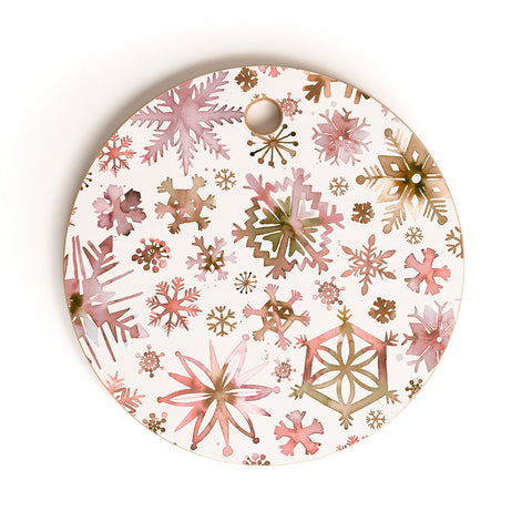 Ninola Design Snowflakes watercolor Pink Cutting Board Round