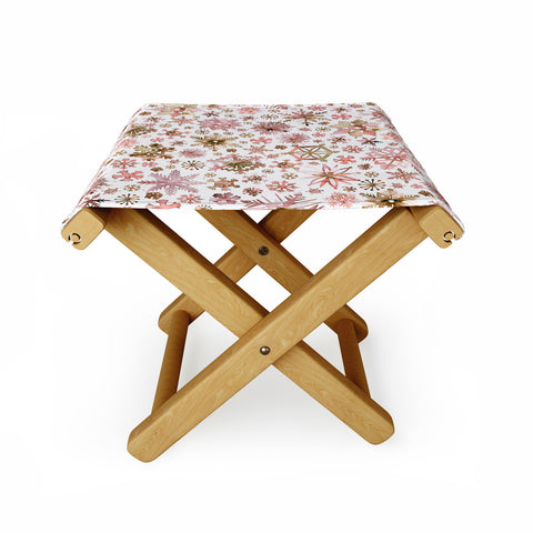 Ninola Design Snowflakes watercolor Pink Folding Stool