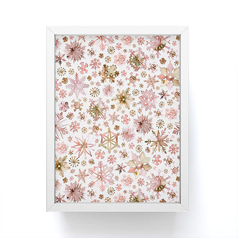 Ninola Design Snowflakes watercolor Pink Framed Mini Art Print