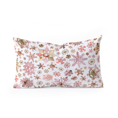 Ninola Design Snowflakes watercolor Pink Oblong Throw Pillow