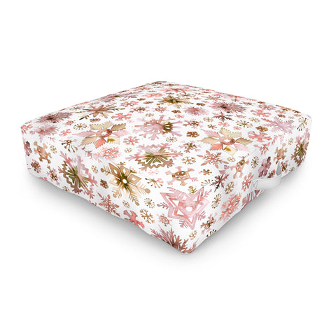Ninola Design Snowflakes watercolor Pink Outdoor Floor Cushion