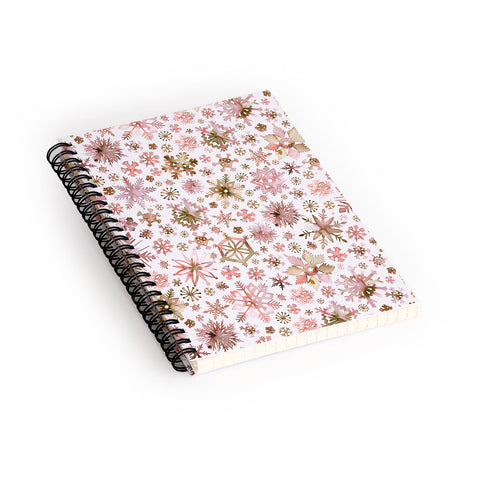 Ninola Design Snowflakes watercolor Pink Spiral Notebook