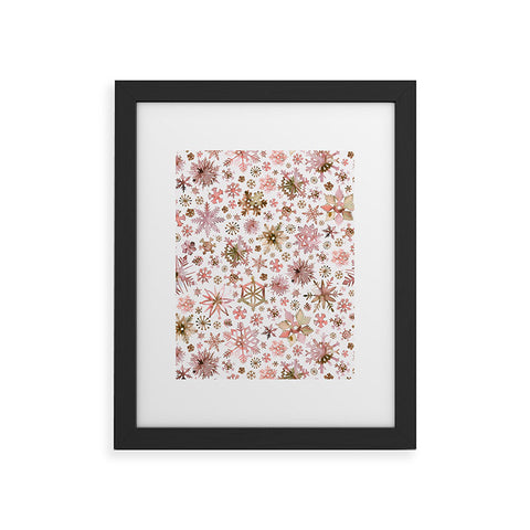 Ninola Design Snowflakes watercolor Pink Framed Art Print