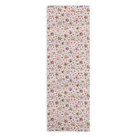 Ninola Design Snowflakes watercolor Pink Yoga Towel