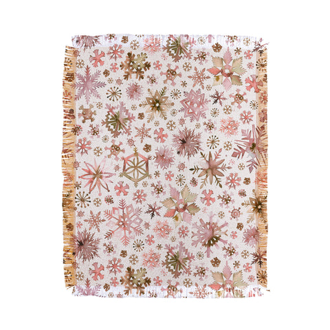 Ninola Design Snowflakes watercolor Pink Throw Blanket
