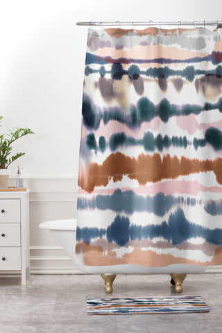 Ninola Design Soft desert dunes Blue Shower Curtain And Mat
