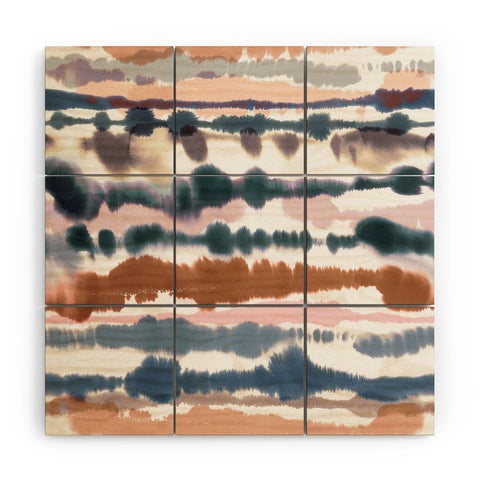 Ninola Design Soft desert dunes Blue Wood Wall Mural