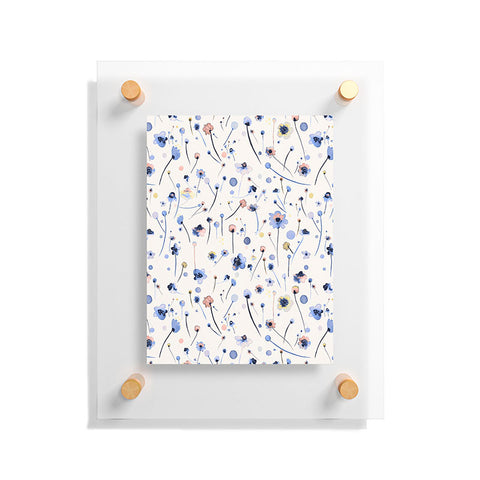 Ninola Design Soft Flowers Blue Floating Acrylic Print