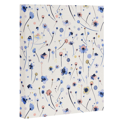Ninola Design Soft Flowers Blue Art Canvas