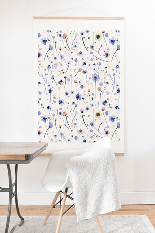 Ninola Design Soft Flowers Blue Art Print And Hanger