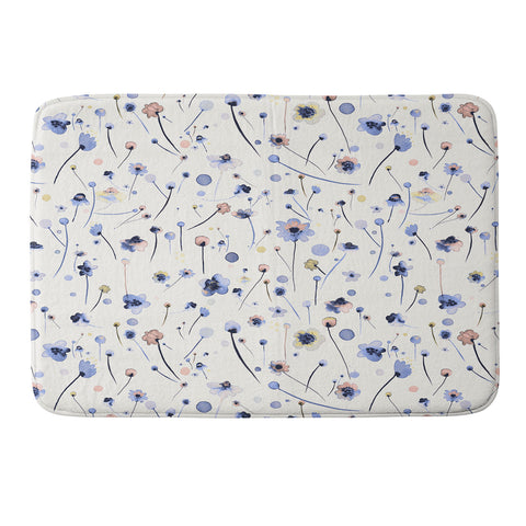 Ninola Design Soft Flowers Blue Memory Foam Bath Mat