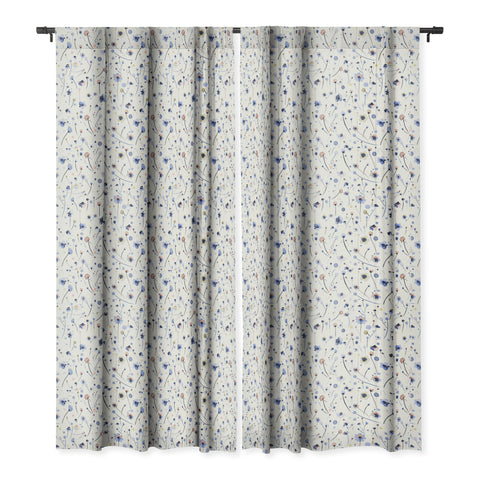 Ninola Design Soft Flowers Blue Blackout Window Curtain