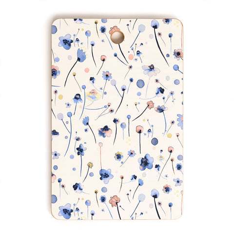 Ninola Design Soft Flowers Blue Cutting Board Rectangle