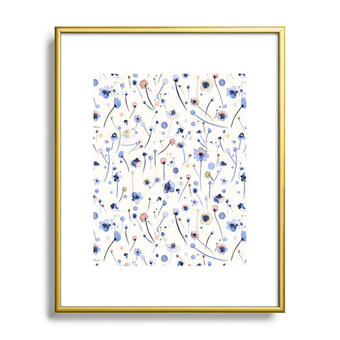Ninola Design Soft Flowers Blue Metal Framed Art Print