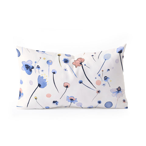 Ninola Design Soft Flowers Blue Oblong Throw Pillow