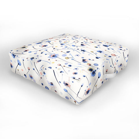 Ninola Design Soft Flowers Blue Outdoor Floor Cushion