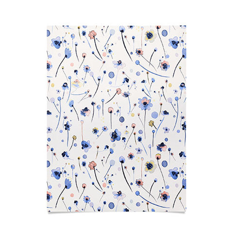 Ninola Design Soft Flowers Blue Poster