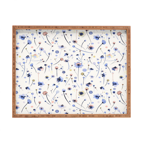 Ninola Design Soft Flowers Blue Rectangular Tray