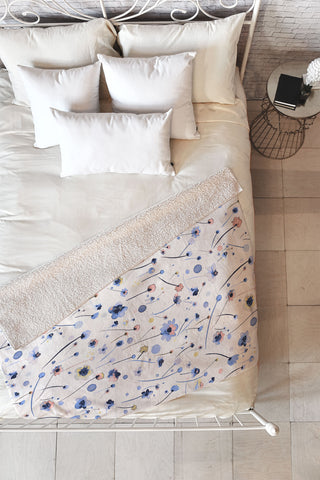 Ninola Design Soft Flowers Blue Fleece Throw Blanket
