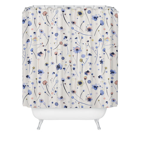 Ninola Design Soft Flowers Blue Shower Curtain