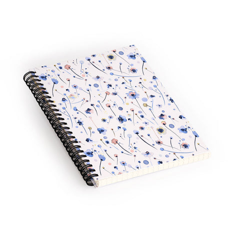 Ninola Design Soft Flowers Blue Spiral Notebook
