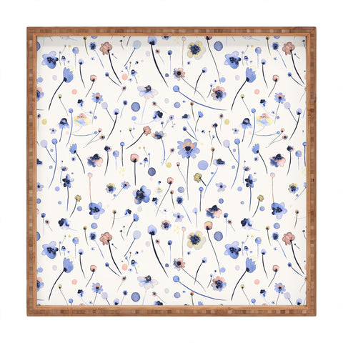 Ninola Design Soft Flowers Blue Square Tray